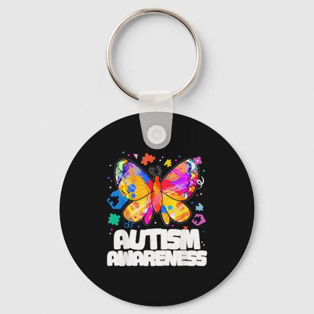 Chaveiro Conscientização do autismo da borboleta apoia a pe (Frente)