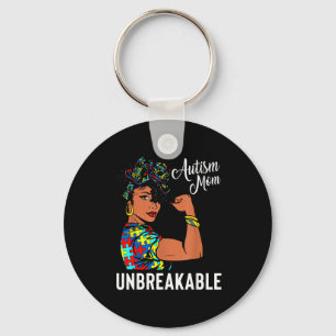 Chaveiro Conscientização do Autismo Mãe Afro Forte Mulher N