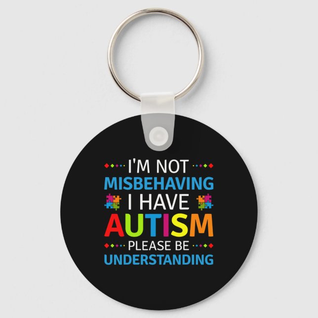 Chaveiro Conscientização do Autismo Não Estou Me Comportand (Frente)