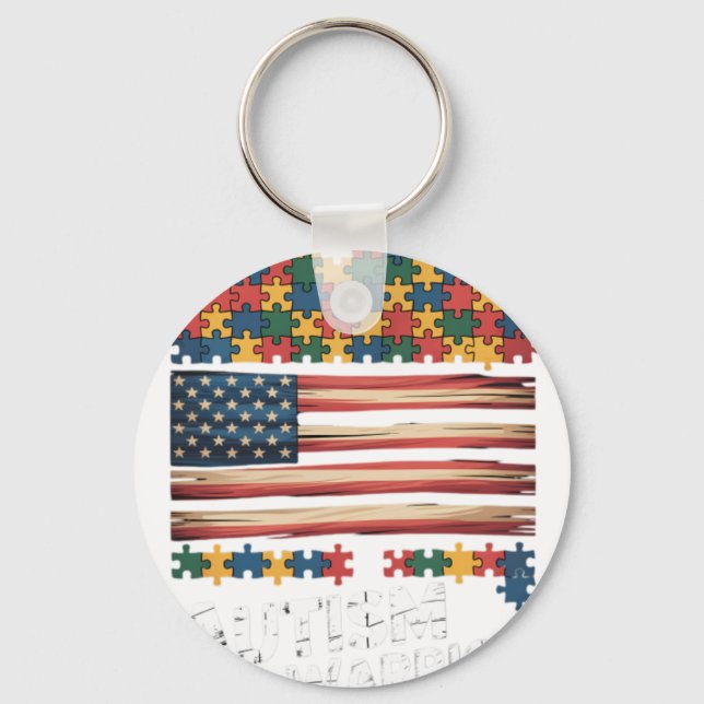Chaveiro Conscientização do Guerreiro do Autismo Bandeira E (Frente)