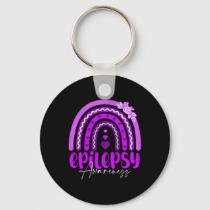 Chaveiro Conscientização sobre Epilepsia-arco-íris Roxo .co
