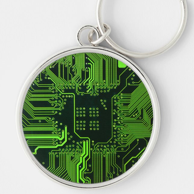 Chaveiro Conselho de Circuito Eletrônico Verde de Nerd Extr (Frente)