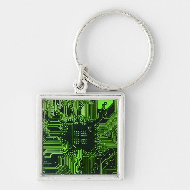 Chaveiro Conselho de Circuito Eletrônico Verde de Nerd Extr (Frente)