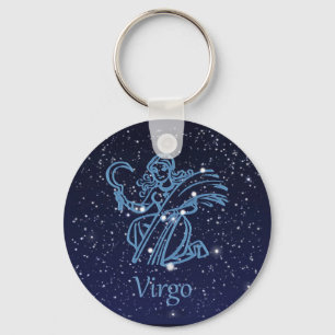 Chaveiro Constelação de Virgem & Signo do Zodíaco com Estre