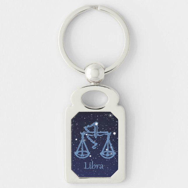Chaveiro Constelação do Libra e sinal do zodíaco com (Frente)