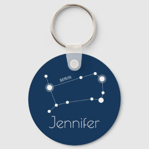 Chaveiro Constelação Gemini Zodiac Personalizada
