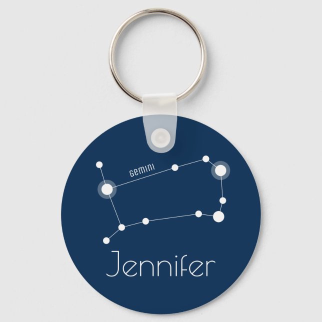 Chaveiro Constelação Gemini Zodiac Personalizada (Frente)