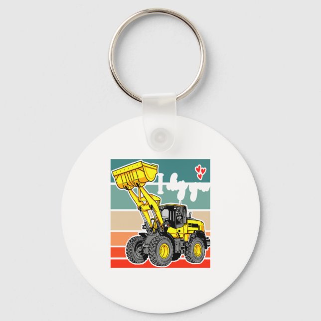 Chaveiro Construction Vehicles Valentines Hearts Excavator  (Frente)