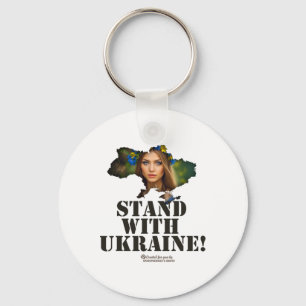 Chaveiro Contorno da Ucrânia Mulher Ucraniana Slogan Apoie