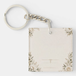 Chaveiro Convite de Casamento Elegante em Marfim com Champa