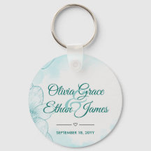 Convite de Casamento Floral em Aquarela Azul Elega