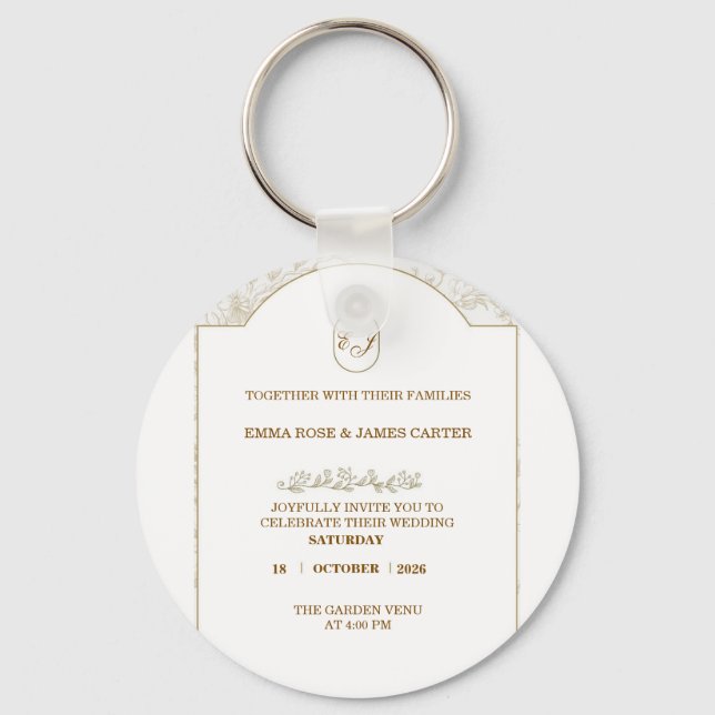 Chaveiro "Convite de Casamento ✨ Uma Noite Inesquecível" (Frente)