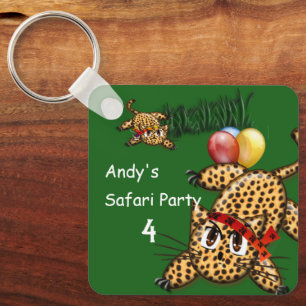 Chaveiro Convites de Aniversário Safari Leopardo Ultra Fofo