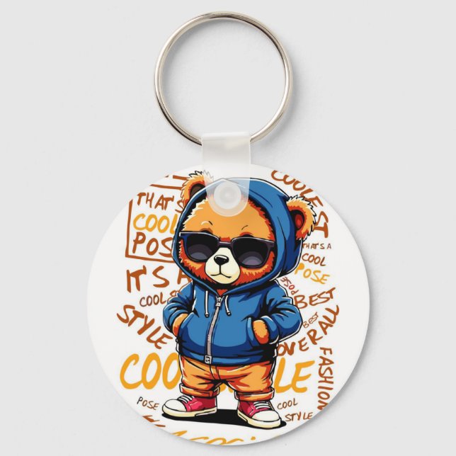 Chaveiro Cool Bear in Hoodie and Sunglasses (Frente)