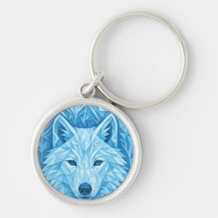 Chaveiro Cool Blue Geometric Wolf Low Poly Abstract Art
