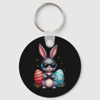 Chaveiro Cool Bunny With Sungl And Video Games Decor Easter