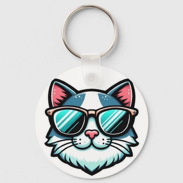 Chaveiro Cool Cat Keychain – Stylish Feline Accessory (Frente)
