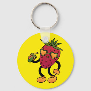 Chaveiro Cool Groovy Strawberry with Heart Sunglasses and D