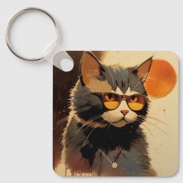 Chaveiro Cool Streetwear Graffiti Cat with Sunglasses 