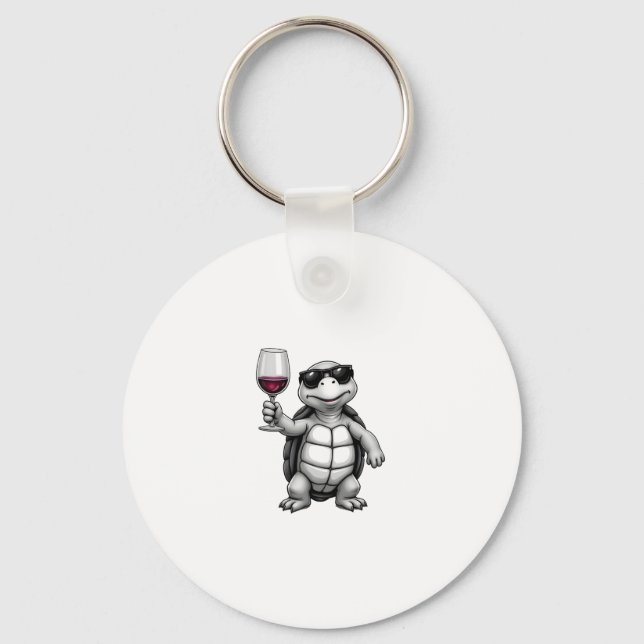 Chaveiro cool turtle drinking red wine art print_1 (1) (Frente)