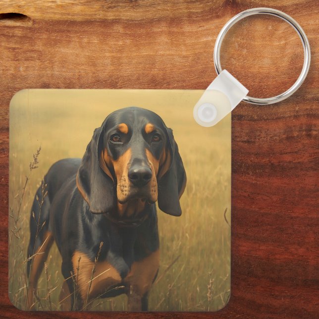 Chaveiro Coonhound Preto e Castanho (Verso)