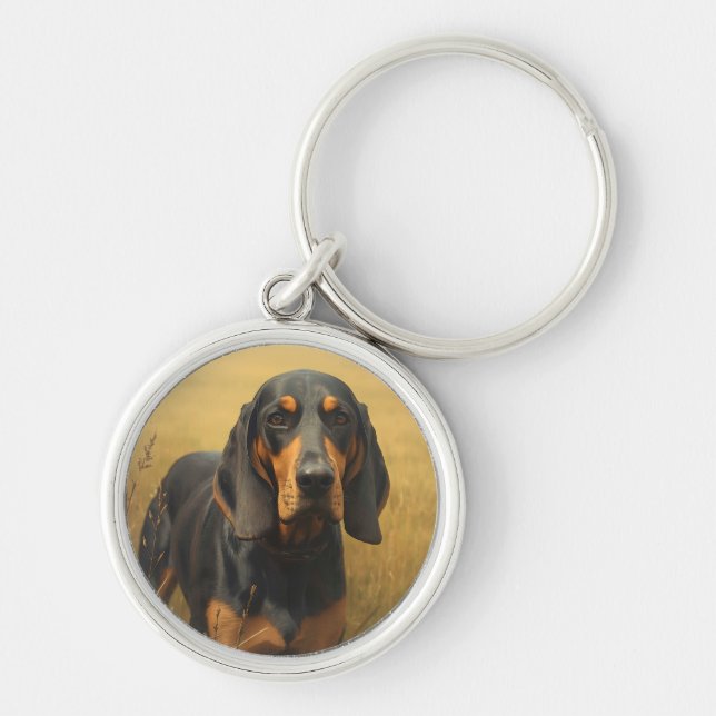 Chaveiro Coonhound Preto e Castanho (Frente)