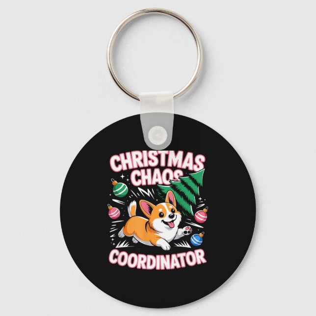 Chaveiro Coordenador de Caos de Natal Cachorrinho de Natal  (Frente)