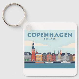 Chaveiro Copenhaga Dinamarca Nyhavn Waterfront Pastel Viage