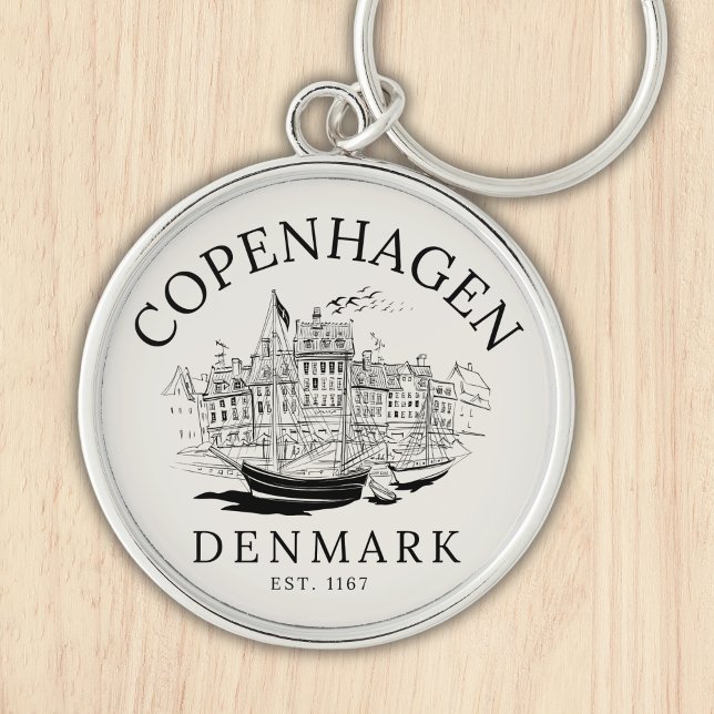 Chaveiro Copenhagen Denmark vintage Landscape (Criador carregado)