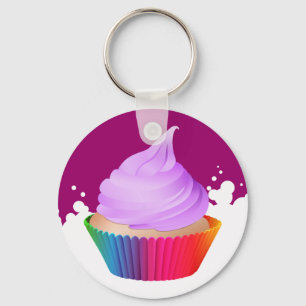 Chaveiro Copo de cozimento do arco-íris violeta do cupcake