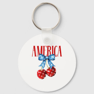 Chaveiro Coquete Americana Laço Cereja Patriótico Bandeira