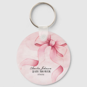 Chaveiro Coquete de Fita Cor-de-rosa com Chá de fraldas