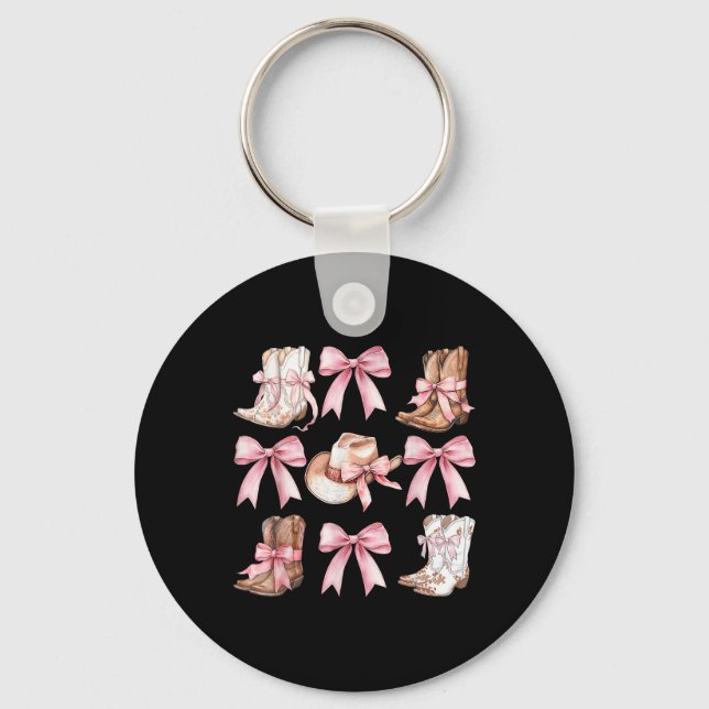 Chaveiro Coquette Cowgirl Boots com Arcos Rosa Y2 (Frente)