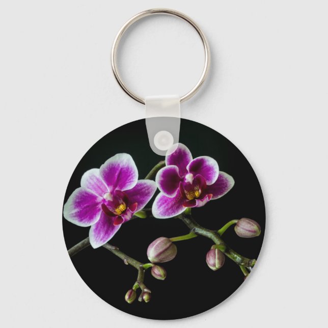 Chaveiro Cor branca rosa-orquídea em preto pálido e suave (Frente)