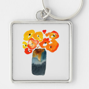 Chaveiro Cor d'água das flores da papoila laranja