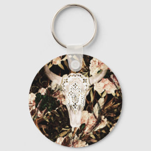 Chaveiro Cor d'água étnica: fundo floral retrô.