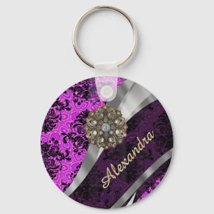 Chaveiro Cor damasco magenta magenta bonito personalizada