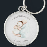 Chaveiro Cor de água do Dia de as mães Feliz e Bonito<br><div class="desc">Apresentando o novo Dia de as mães Feliz e Cute Keepsasasakchaveiro — ultra-fofo e tão perfeito para compartilhar o amor maternal! Esta bela mão pintada de design de aquarela apresenta uma doce mãe e um bebê em cores neutras, mas impressionantes, o presente perfeito para qualquer futura mãe especial, esta chaveiro...</div>