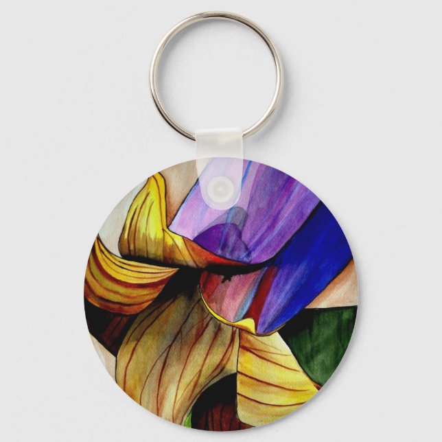 Chaveiro Cor de água original da flor frítil roxa (Frente)
