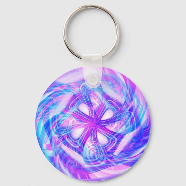 Chaveiro Cor-de-rosa cibernético e azul (Frente)