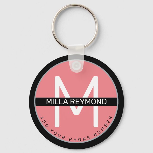 chaveiro cor-de-rosa com nome (Frente)