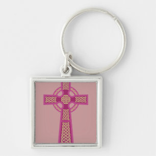 Chaveiro cor-de-rosa da cruz celta