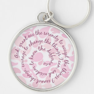 Chaveiro cor-de-rosa da oração da serenidade de