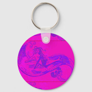 chaveiro cor-de-rosa da sereia da onda