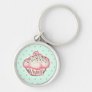 Chaveiro cor-de-rosa do cupcake do chocolate da