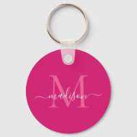 Cor-de-rosa Magenta Branco Monograma Nome Script M