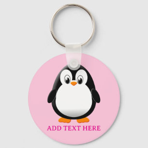 Chaveiro Cor-de-rosa-personalizada do desenho de pinguim-bo