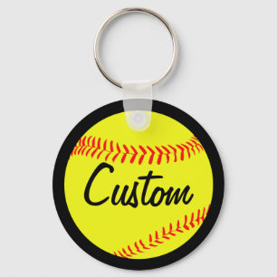 Chaveiro Cor do softball de Fastpitch & texto pretos ou
