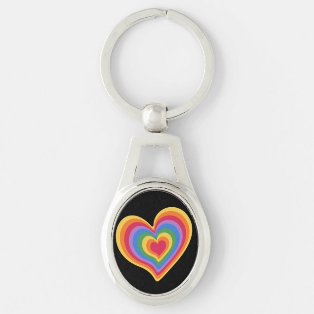 Chaveiro Coração arco-íris. Orgulho amor gay Colar chave (Frente)