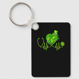 Chaveiro Coração Batendo Shamrock Estetoscópio Enfermeira R